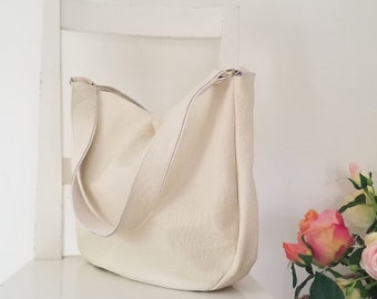 White/ Cream Leather Shoulder/ Handbag