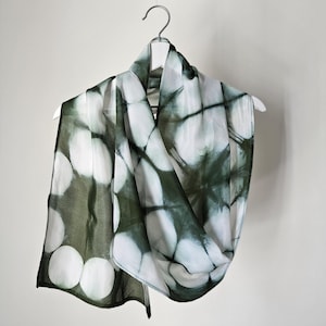 Forest Green Hand Dyed  Silk Shibori Scarf