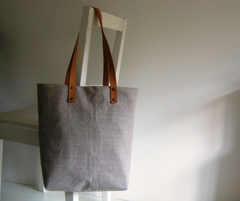 Natural Linen Tote /Shoulder Bag /Shopper image 2
