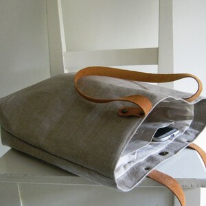 Natural Linen Tote /Shoulder Bag /Shopper image 5