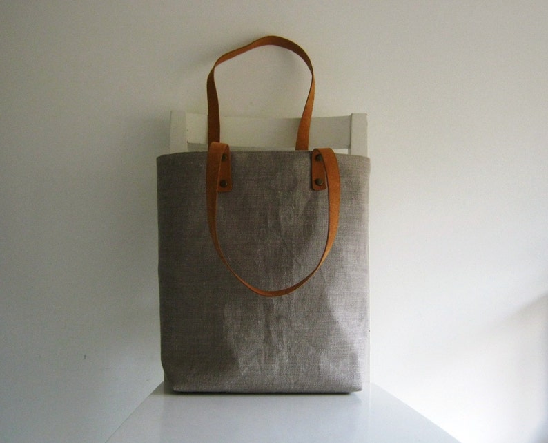 Natural Linen Tote /Shoulder Bag /Shopper image 3