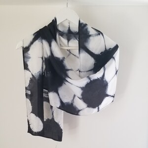 Black Hand Dyed  Silk Shibori Scarf