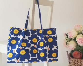 Marimekko Unikko -Blue and Yellow Poppies Tote Bag