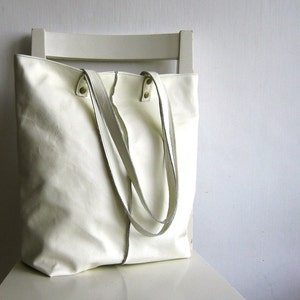 Cream / Egg Shell Leather Tote Shoulder Bag - Etsy