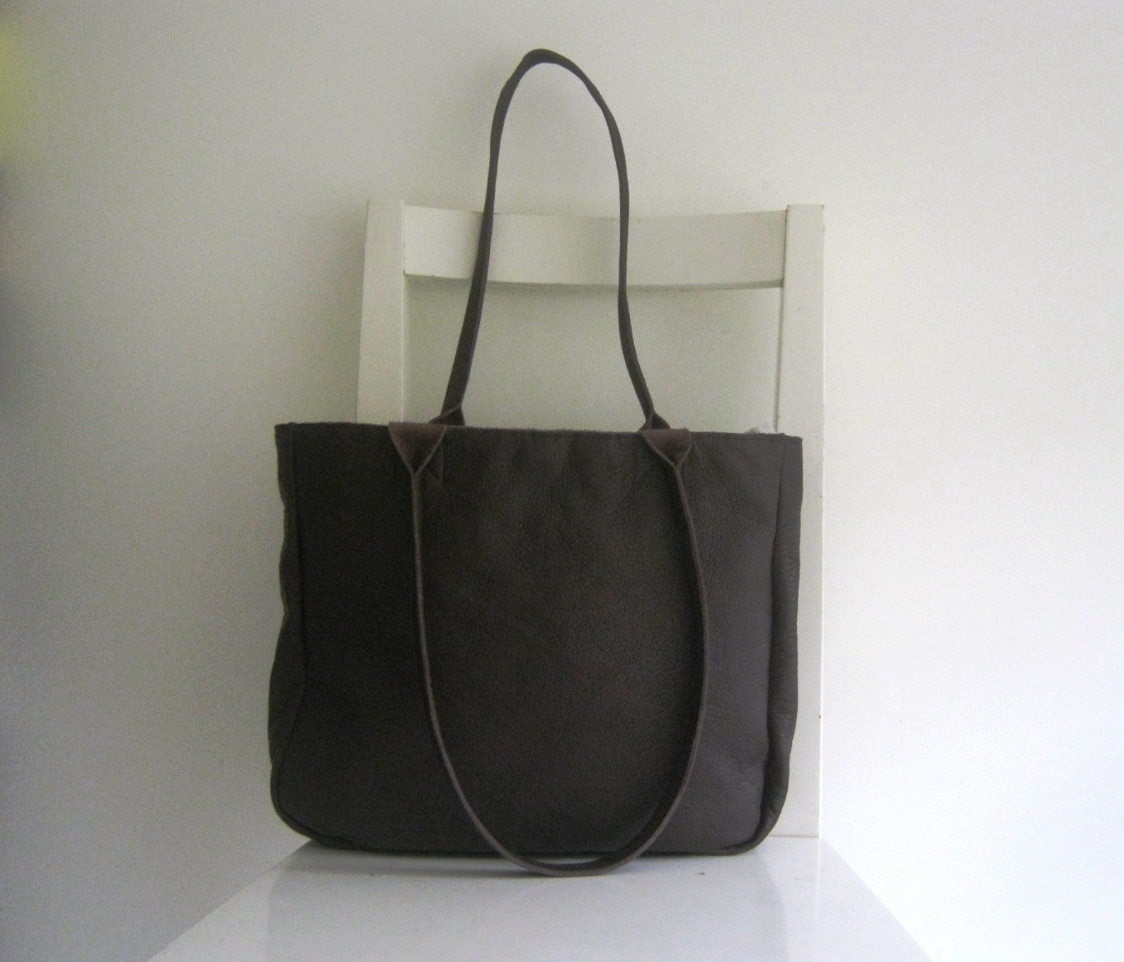 Brown Genuine Leather Tote Shoulder Bag - Etsy