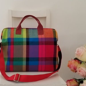 Madras West Indian Guadeloupe Martinique Plaid Fabric XL Weekender Doctor Bag