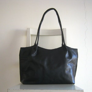 Black Leather Tote Shoulder Bag