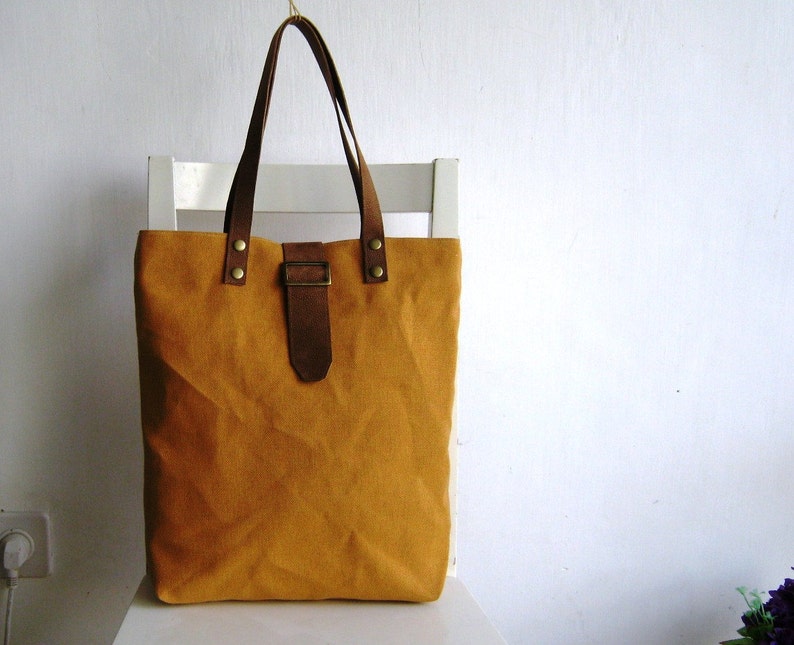 Mustard Sturdy Canvas Shoulder Bag Etsy