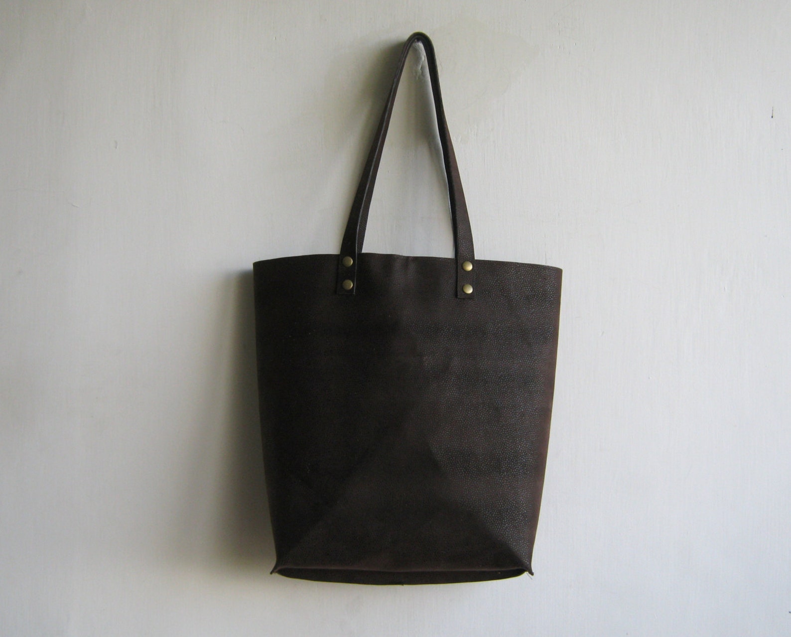 Brown Thick Vegan Leather Tote Shoulder Bag - Etsy