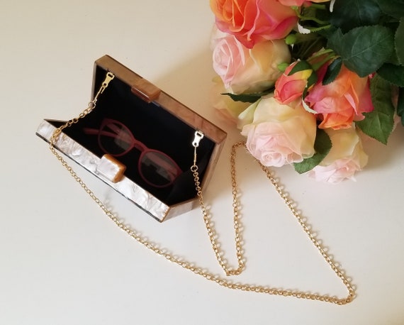 Mother of Pearl Acrylic Box Clutch