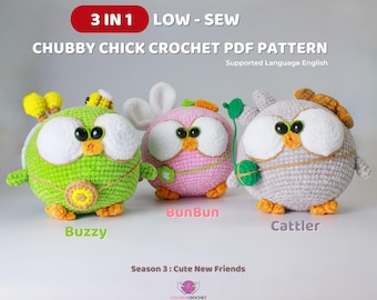 Chubby Chicks Crochet Pattern Bundle: Low Sew Amigurumi (PDF Pattern)