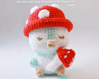 Mushroom Penguin Crochet Pattern: Low-Sew Amigurumi (PDF Pattern)