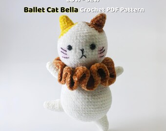 Ballet Cat Bella Crochet Pattern | Kitty Crochet | Low-Sew Amigurumi PDF for Gifts & Charms