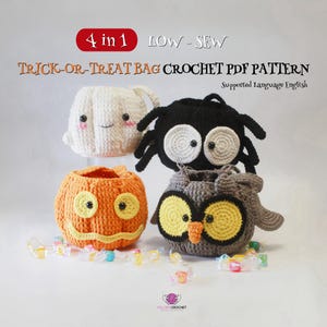 Halloween Crochet Bag Pattern: Pumpkin, Ghost, Spider, Owl (PDF Pattern)