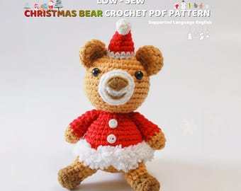 Christmas Bear Crochet Pattern: Low Sew Amigurumi Plush (PDF Pattern)