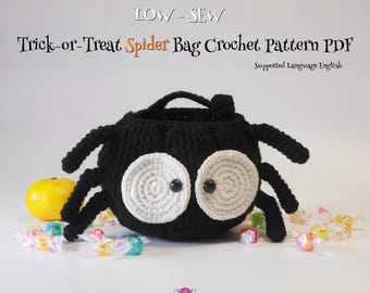 Halloween Spider Trick-or-Treat Bag Crochet Pattern – Easy Low-Sew (PDF)