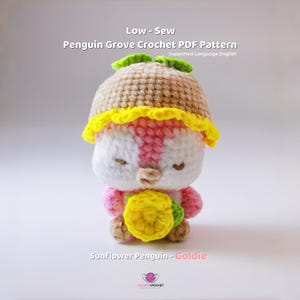 Sunflower Penguin Crochet Pattern - Low-Sew PDF Tutorial for Cute Handmade Gift