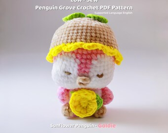 Sunflower Penguin Crochet Pattern: Low-Sew PDF Tutorial