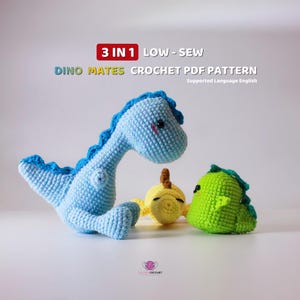Dinosaur Family Crochet Pattern: 3-in-1 DIY Plush Toy (PDF Pattern)