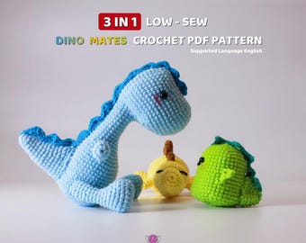 Dinosaur Family Crochet Pattern: 3-in-1 DIY Plush Toy (PDF Pattern)