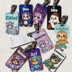Étiquettes à bagage personnalisées - Accessoires de voyage personnalisés Kawaii, étiquettes de sac à dos, cadeaux pour les voyageurs