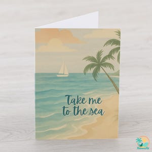 Wenskaarten, Take Me to the Sea blanco kaart met envelop, pastelkleurige esthetische beachy vibes, los of set van 10 kaarten, briefpapier voor