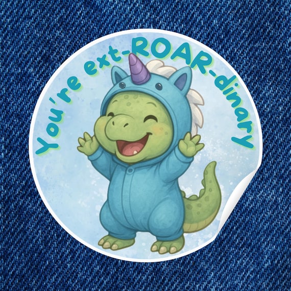 Cute Dinosaur Vinyl Sticker - Water & Sun Resistant - Cute TRex Kawaii Dino Design
