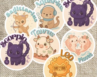 Zodiac Sign Sticker | Horoscope Waterproof Vinyl Decal 3 Inch | Gift for Astrology Lover
