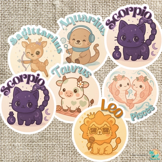 Zodiac Signs Horoscope Vinyl Sticker: 3" Waterproof Decal