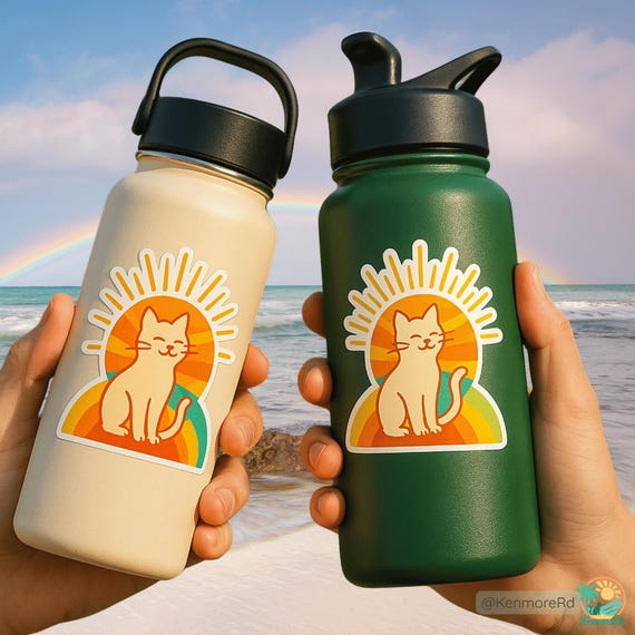Rainbow Cat Sticker Cute Pride Decal for Laptops, Water Bottles and Journals – Gift for Cat & Pet Parents