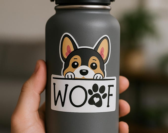 Featured listing image: Corgi Vinyl Decals Cute Dog Lover Stickers for Laptops, Water Bottles and Crafts, Perfect Gift for Corgi Fans, Pet Parens, & Dog Owners