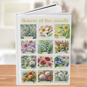 Gepersonaliseerd geboortedagboek met bloemenkaart - Aangepast notitieboek met harde kaft 6 x 8 met bloemenkunst geboorte 12 maanden