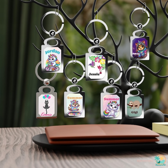 Kawaii Character Personalized Keyring, Custom Key chain with Cartoon Designs,