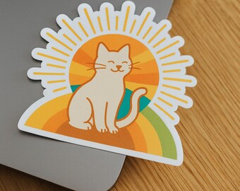Rainbow Cat Sticker, Whimsical Pet Lover Gift