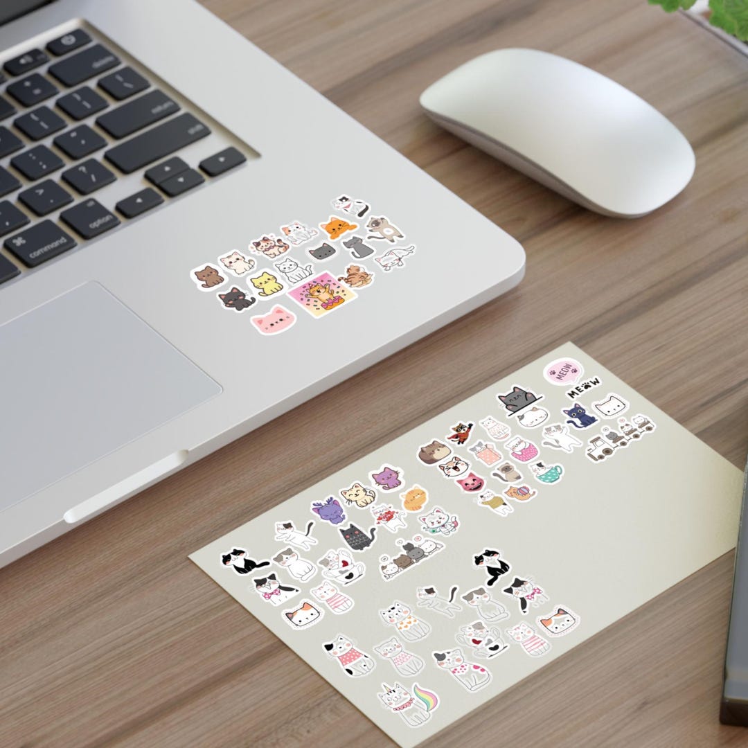 Tiny Cats and Kittens Vinyl Sticker Sheets | Cat Stickers for Planners ...