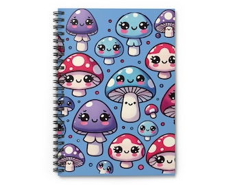 Kawaii Paddenstoel Notitieboek | Spiraal gelijnd notitieboek 6 x 8 | Cottagecore School Supply briefpapier cadeau