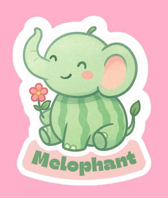 Elephant Vinyl Sticker – Cute Melophant Decal for Nursery, Laptop, Elephant Lover Gift, Baby Animal Wall Decor