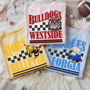 Custom Mascot Curved Team shirt, Favorite Team Shirt, Retro Mascot Tee, School Spirit Mascot Shirt, Personalized Team Name Tee