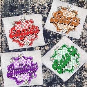 Custom Mascot Retro Groovy Shirt, School Spirit Shirt, Custom School, Game Day Shirt, Mascot School Colors, Matching Team, Custom Team Shirt