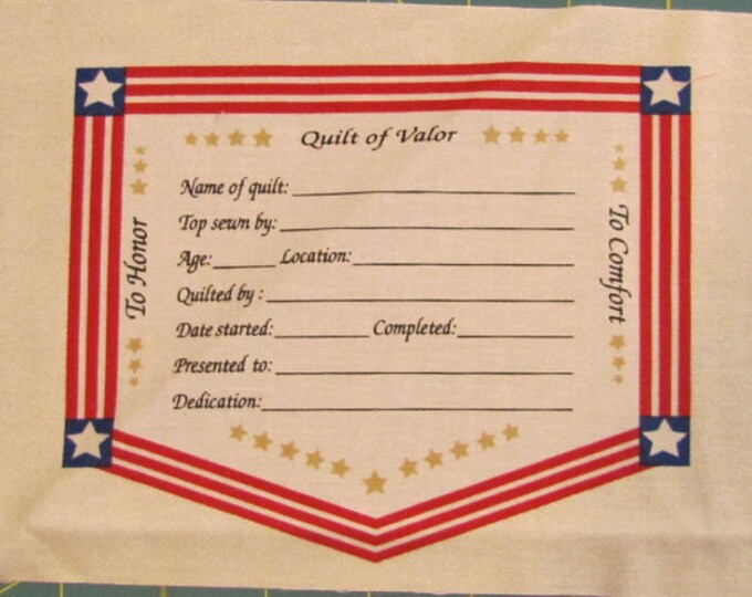 Quilts of Valor Fabric Labels Red Rooster Etsy