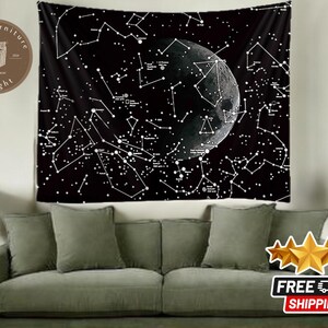 Arazzo con stampa stellata / Decorazione da parete con costellazione / Grande design mandala / Decorazione per la casa boho / Arazzo da parete hippie per la casa