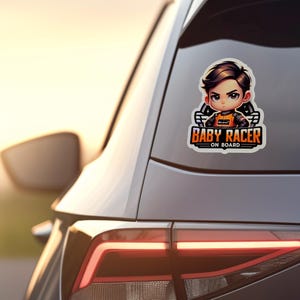 Sticker bébé à bord mignon autocollant de voiture holographique résistant à l'eau bébé à bord F1 Sticker de sécurité esthétique nouveau-né pour voiture étanche