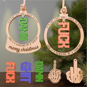 Lustige Weihnachtsornament, Mittelfinger Ornament Laser Cut Dateien, Ornament SVG, lustige Verzierung, lustiges Weihnachtsdekor .P173