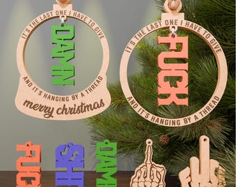 Funny Christmas Ornamen, Middle Finger Ornament Laser Cut Files, Christmas Ornament Svg, Funny  Ornament, Funny Christmas  Decor .P173