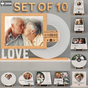 Gepersonaliseerde liedcode muziek fotolijstjes SVG, verjaardagscadeau paar, lasergesneden liefdesteken, Spotify-codeplaquette, set van 10 ontwerpen /G806