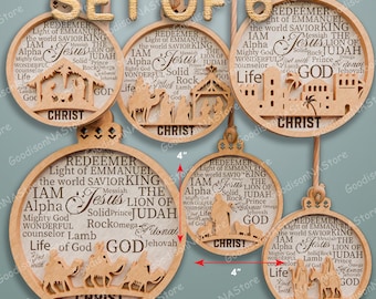 Adorno de belén (Svg), Adornos navideños (Svg), Adornos de belén, Adorno de belén (Svg), Decoración navideña, Regalo de Navidad/P235