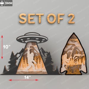Archivo de corte láser multicapa de Bigfoot / Bigfoot Yeti Sasquatch Yeti Bigfoot Bigfoot Bandera estadounidense Bigfoot Camping Sasquatch Yeti Bigfoot /G099