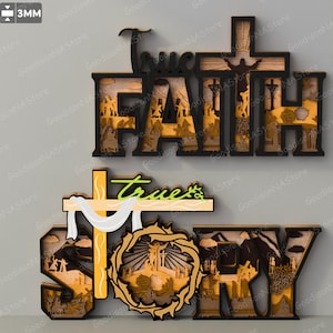 True Story Multilayers svg, True Fatith Multilayers svg, True Story svg, Faith Svg, Escena de Cristo resucitado, Decoración de Pascua, Pascua Cristo /G019