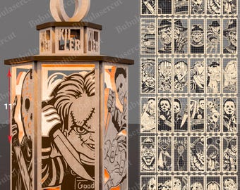 Halloween Horror Lantern Bundle, Spooky Shadow Box Candle Holder Decor, Creepy Haunted House Silhouette Lamp, Halloween Gift Idea /P327