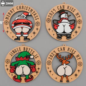 Ornement drôle de vacances, ornement de mégots de jingle fichiers découpés au laser, ornement de Noël Svg, ornement drôle, drôle de décoration de Noël. P173